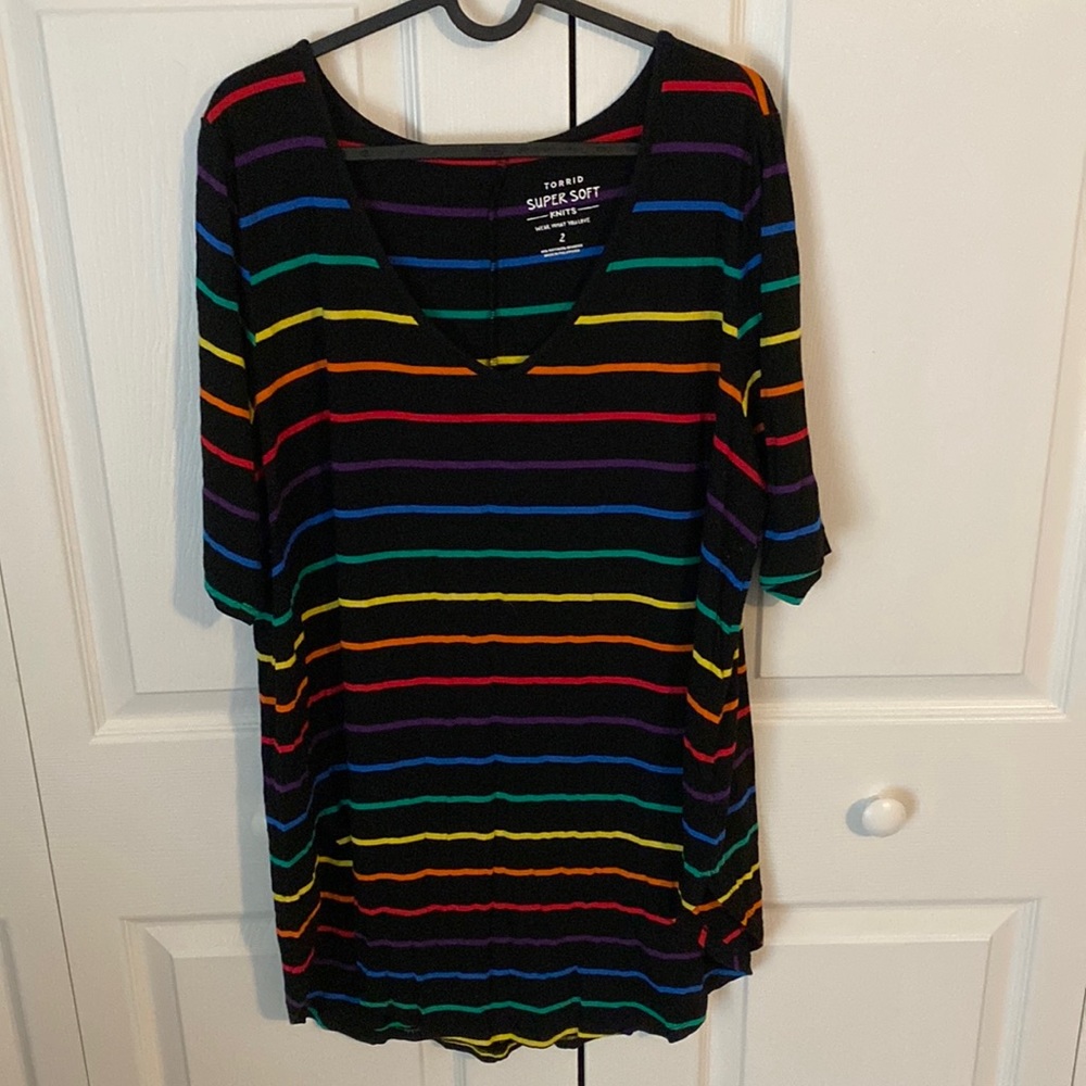 Torrid size 2 rainbow stripe shirt